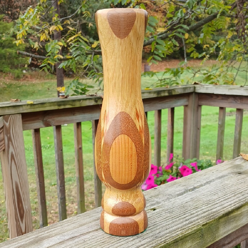 Wood Inlay Vase 10"
